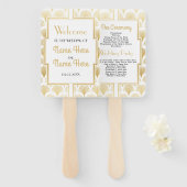 Éventail Programme de mariage Hand Fan 1920's Twenties Gold (Devant et derrière)