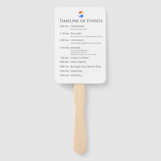 Éventail Programme de mariage-Heure des événements-Flames j (Dos)