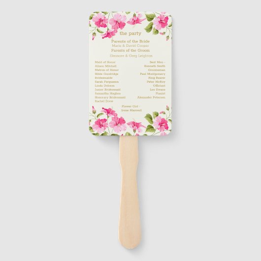 Éventail Programme de mariage Hibiscus rose (Dos)