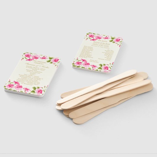 Éventail Programme de mariage Hibiscus rose (Non-assemblé)