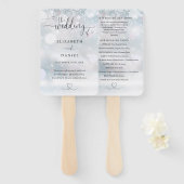 Éventail Programme de mariage hivernal à écriture cœur Floc (Devant et derrière)