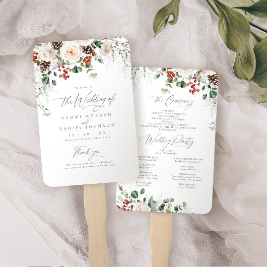Éventail Programme de mariage hivernal floral festif