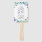 Éventail Programme de mariage Hydrangea Bleu Clair Verdure (Devant)