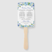 Éventail Programme de mariage Hydrangea Bleu Clair Verdure (Dos)