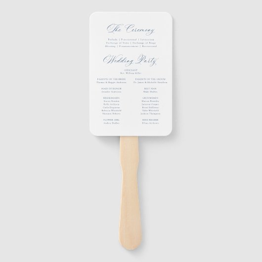 Éventail Programme de mariage Hydrangea Navy Classique (Dos)