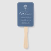 Éventail Programme de mariage Hydrangea Navy Classique (Devant)