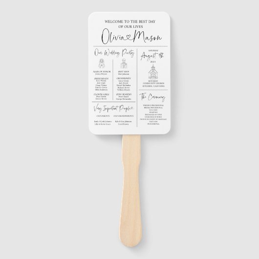 Éventail Programme de mariage infographique Ventilateur man (Devant)