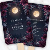 Éventail Programme de Mariage Jardin de Minuit sous la Lune