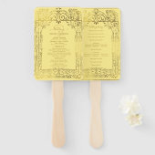 Éventail Programme de mariage Jaune Or Déco Chic Glam (Devant et derrière)
