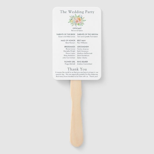 Éventail Programme de mariage Jolis Fleurs (Dos)