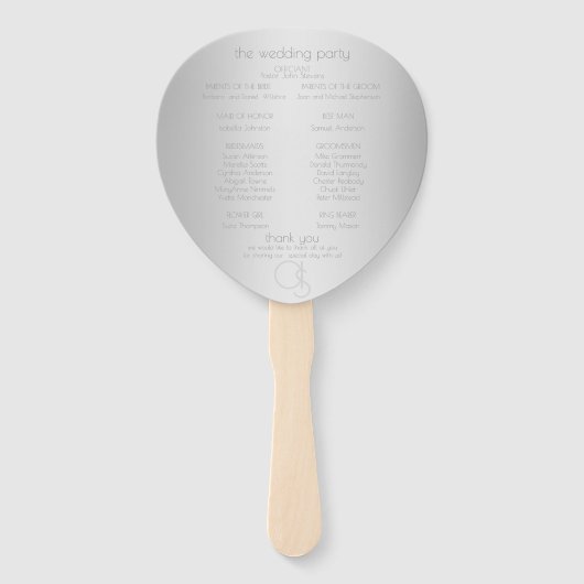 Éventail Programme de mariage Lumineuses rayures d'argent M (Dos)