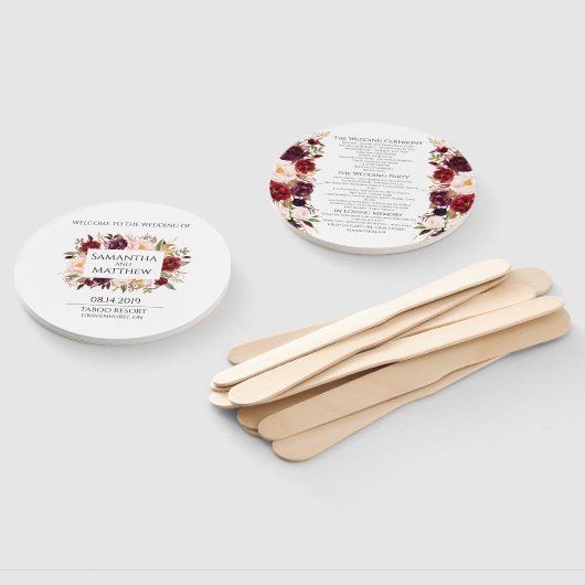 Éventail Programme de Mariage Marsala Round (Non-assemblé)