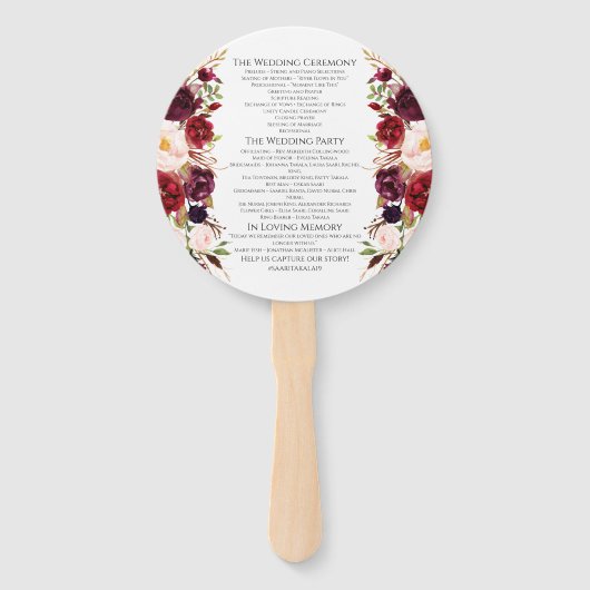 Éventail Programme de Mariage Marsala Round (Dos)