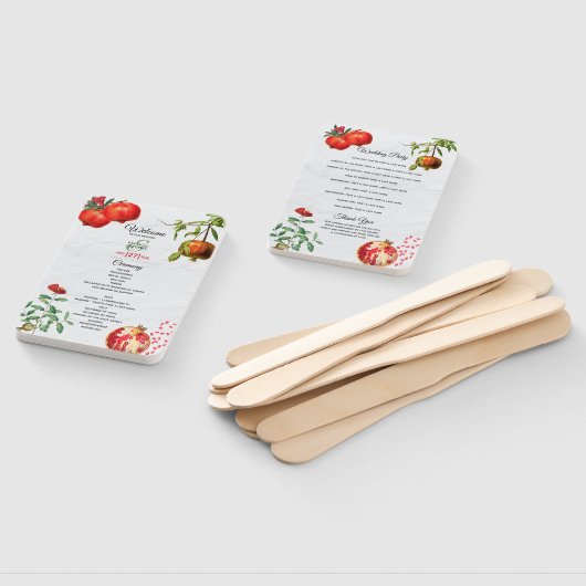 Éventail Programme de mariage méditerranéen de grenade roug (Non-assemblé)