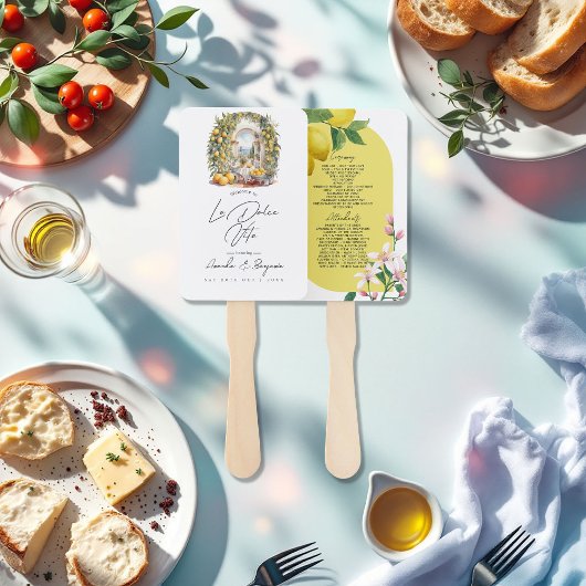 Éventail Programme de mariage Méditerranéen La Dolce Vita
