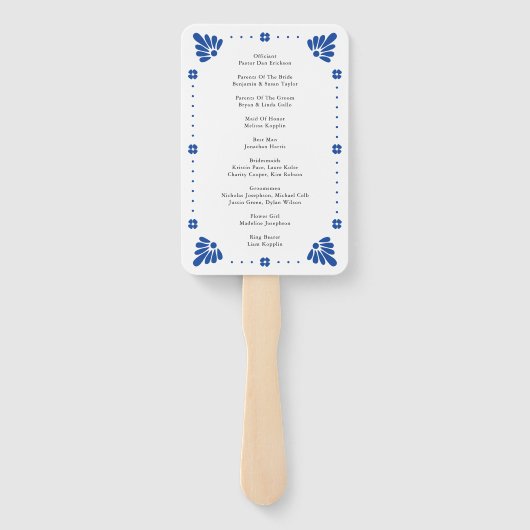 Éventail Programme de mariage mexicain Talavera Fan (Dos)