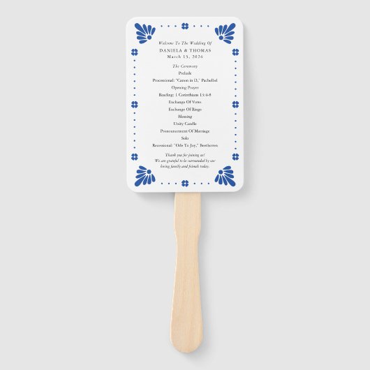 Éventail Programme de mariage mexicain Talavera Fan (Devant)