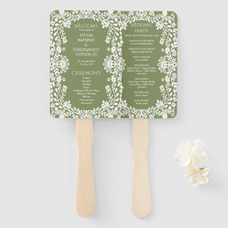 Éventail Programme de mariage mexicain Talavera vert sauge