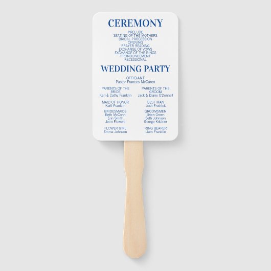 Éventail Programme De Mariage Minimal Faveurs De Cérémonie  (Dos)