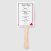 Éventail Programme de mariage minimal moderne au coeur roug (Devant)