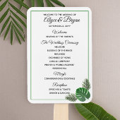 Éventail Programme de mariage minimal moderne de verdure tr
