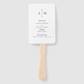 Éventail  Programme de mariage minimal monogramme noir blan (Devant)