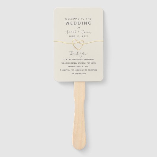 Éventail Programme de mariage minimaliste Gold (Devant)