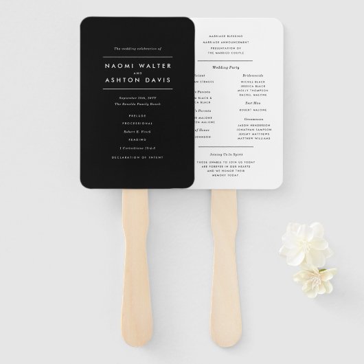 Éventail Programme de mariage minimaliste moderne (Devant et derrière)