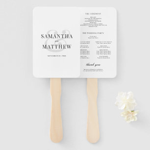 Éventail Programme de mariage minimaliste noir et blanc sim