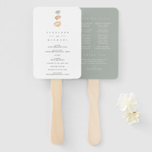 Éventail Programme de mariage minimaliste plage coquillages
