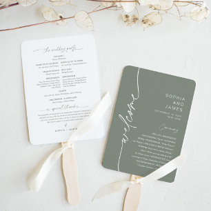 Éventail Programme de mariage minimaliste SAGE (série de 10