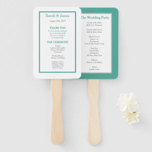 Éventail Programme de mariage minimaliste turquoise et gris