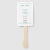 Éventail Programme de mariage minimaliste turquoise et gris (Devant)