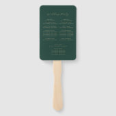 Éventail Programme de mariage minimaliste vert foncé or man (Dos)
