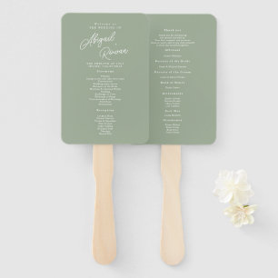 Éventail Programme de mariage minimaliste vert sauge