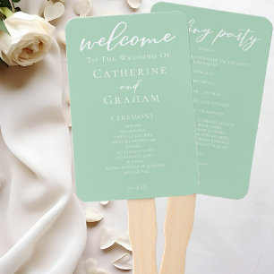 Éventail Programme de mariage Mint Green White Typographie