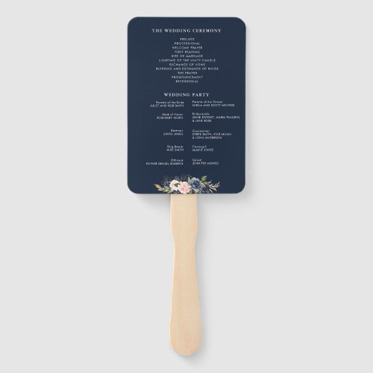 Éventail Programme de mariage moderne à l'argenté et au ros (Dos)