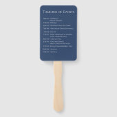 Éventail Programme de mariage moderne à monogramme bleu et (Dos)