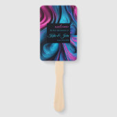 Éventail Programme de mariage-moderne Abstrait-bleu et rose (Devant)