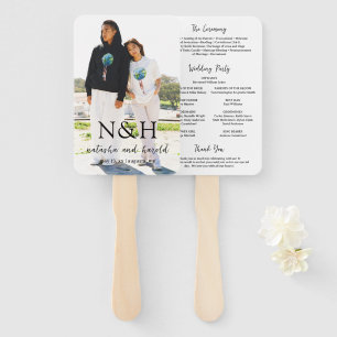 Éventail Programme de mariage moderne avec monogramme gras