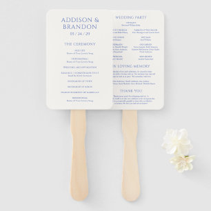 Éventail Programme de mariage moderne bleu élégant
