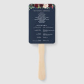 Éventail Programme de mariage moderne bordeaux et bleu mari (Dos)