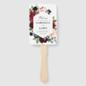 Éventail Programme de mariage moderne bordeaux et bleu mari (Devant)