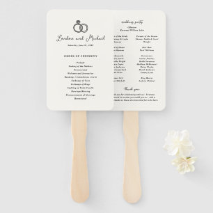 Éventail Programme de mariage moderne doodle de bagues dess