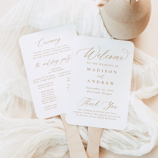 Éventail Programme de Mariage Moderne Élégant Calligraphie