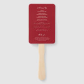 Éventail Programme de mariage moderne élégant rouge rubis (Dos)