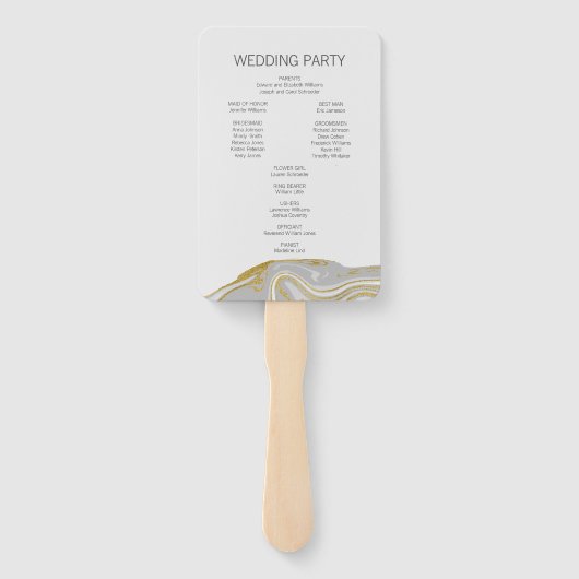 Éventail Programme de mariage moderne en marbre et or Venti (Dos)