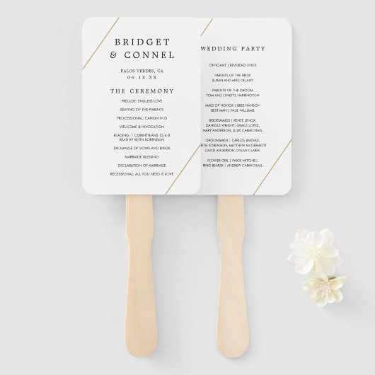 Éventail Programme de mariage moderne géométrique Bridget (Devant et derrière)