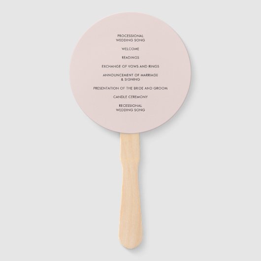 Éventail PROGRAMME DE MARIAGE moderne mignon coeur d'emprei (Dos)
