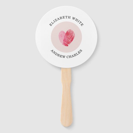 Éventail PROGRAMME DE MARIAGE moderne mignon coeur d'emprei (Devant)